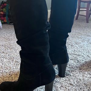 Banana republic black suede below knee boots
